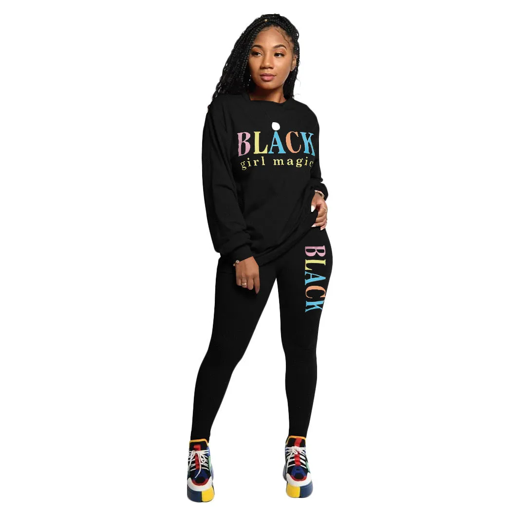 2pcs Wholesale Sweatsuit Pants Letter Sweatshirt   Leggings