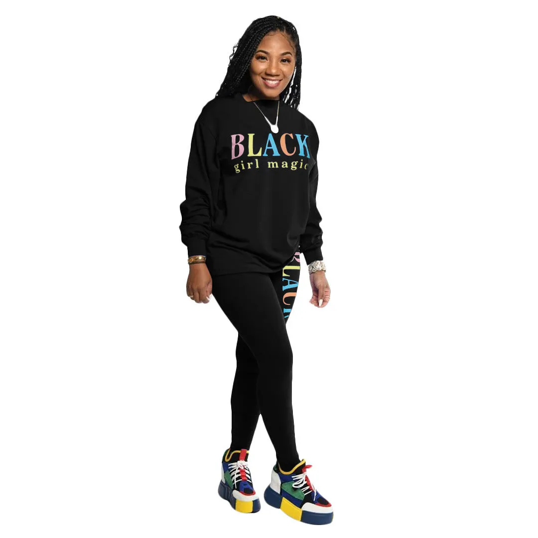 2pcs Wholesale Sweatsuit Pants Letter Sweatshirt   Leggings