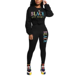 2pcs Wholesale Sweatsuit Pants Letter Sweatshirt   Leggings