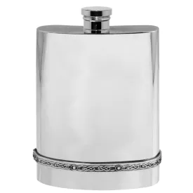 6oz Pewter Hip Flask With Intricate Celtic Band