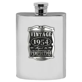 70th Birthday or Anniversary Gift 1954 Vintage Years Pewter Hip Flask