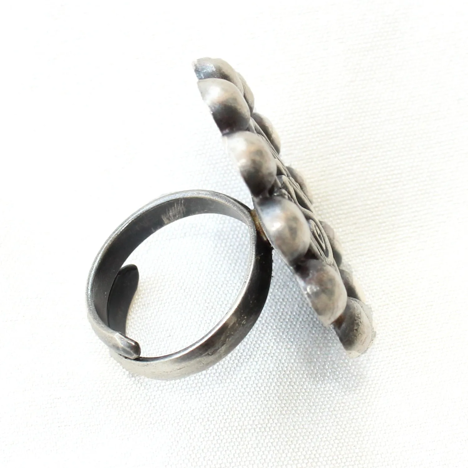 925 Silver Dual Peacock Center Antique Adjustable Ring