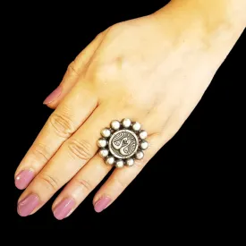 925 Silver Dual Peacock Center Antique Adjustable Ring