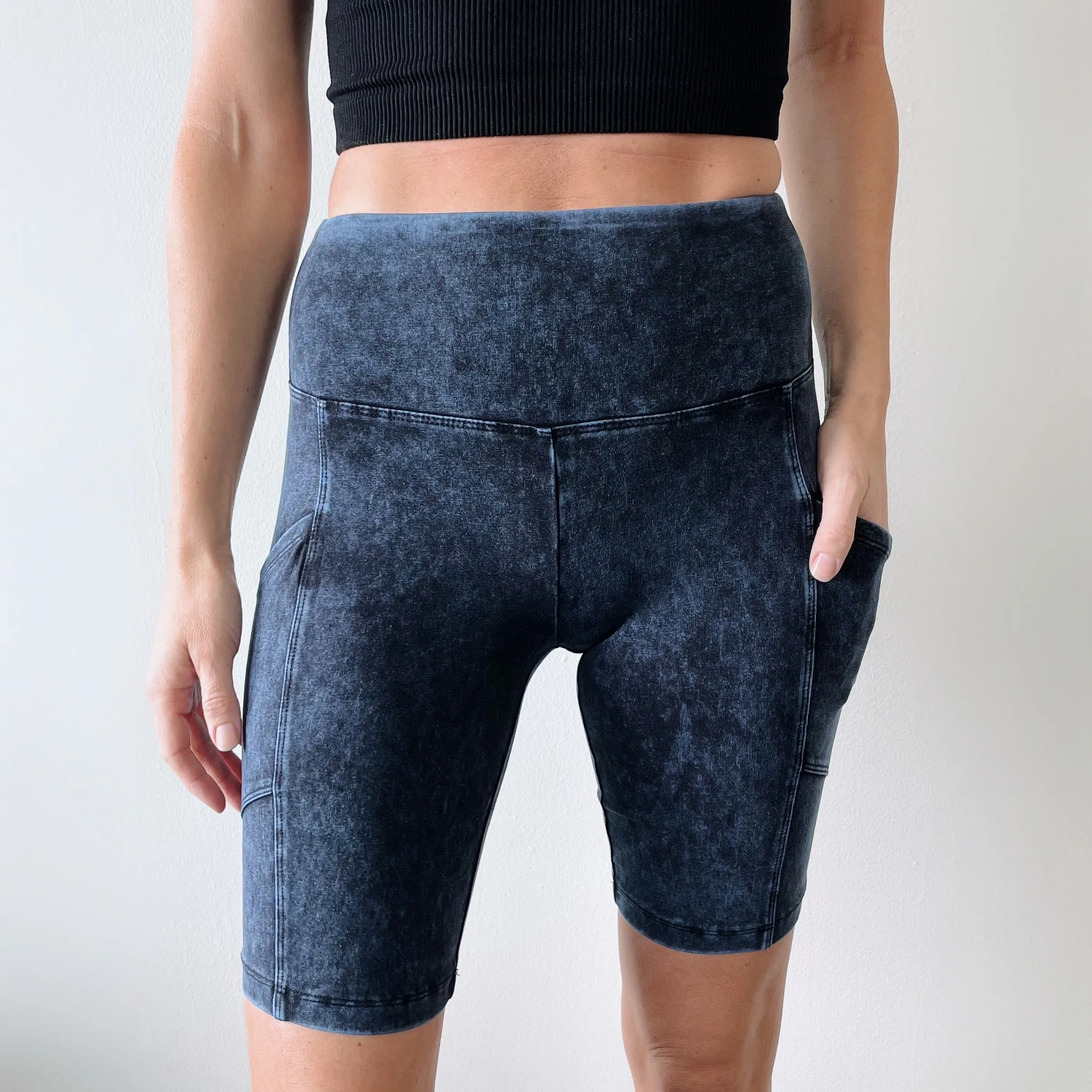 Acid Washed Pocket Shorts • Sapphire