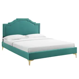 Adelaide Performance Velvet Twin Platform Bed By Modway - MOD-6850 - Teal