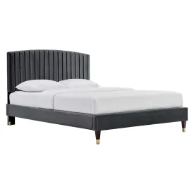 Alessi Performance Velvet Queen Platform Bed By Modway - MOD-6284 - Charcoal