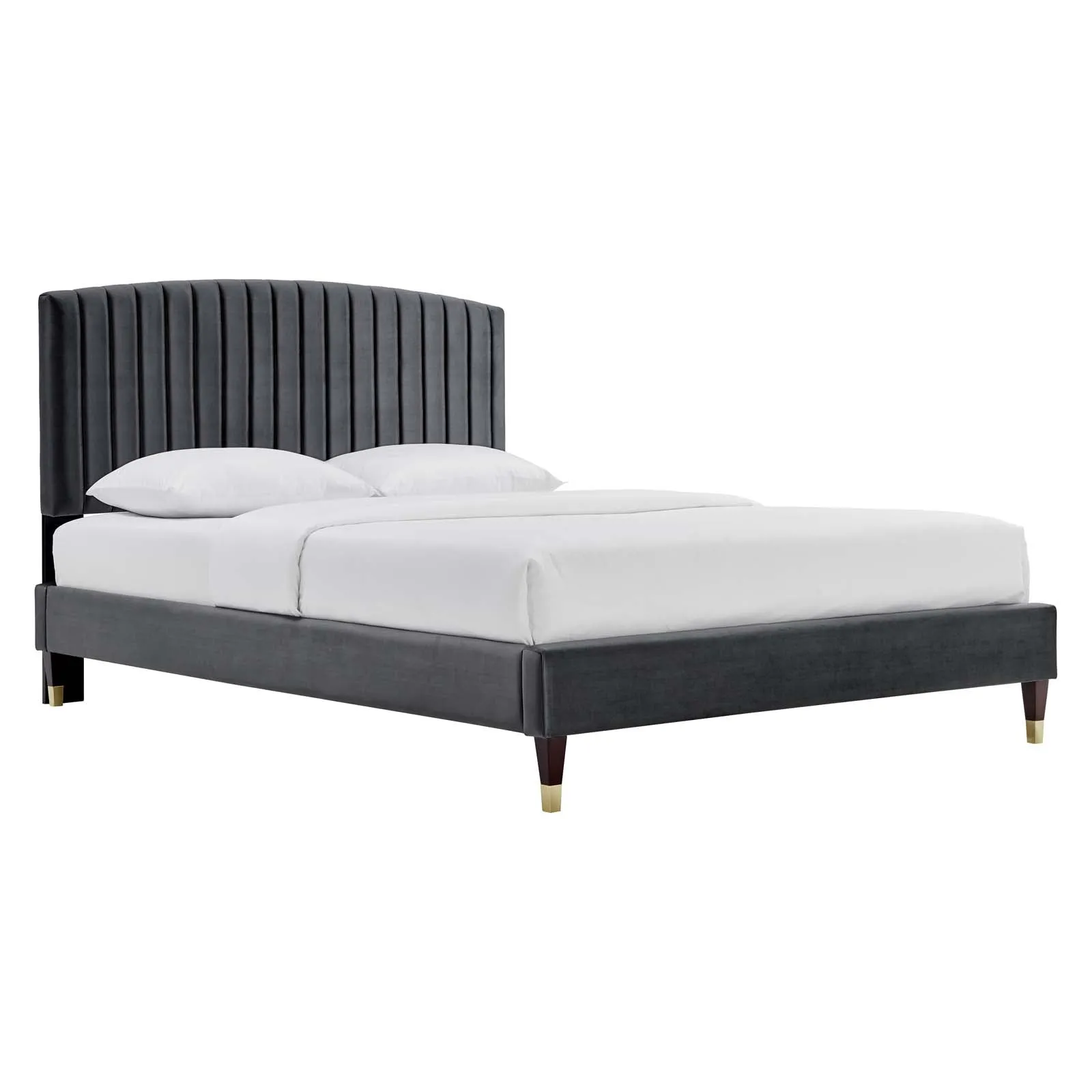 Alessi Performance Velvet Queen Platform Bed By Modway - MOD-6284 - Charcoal