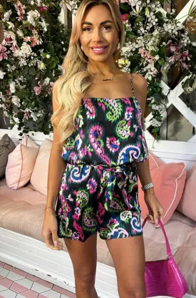 Alice Black Print Playsuit