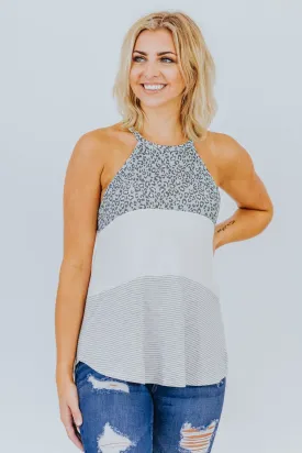 All For Me Color Blocking Halter Top In Mint