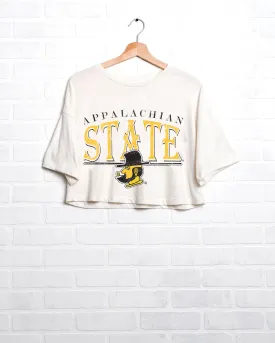 App State 80s White Cropped Tee