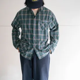 around 1980s France green base checked pajama shirt