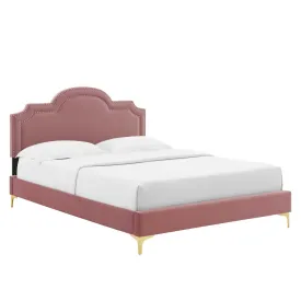 Aviana Performance Velvet Twin Bed By Modway - MOD-6789 - Dusty Rose