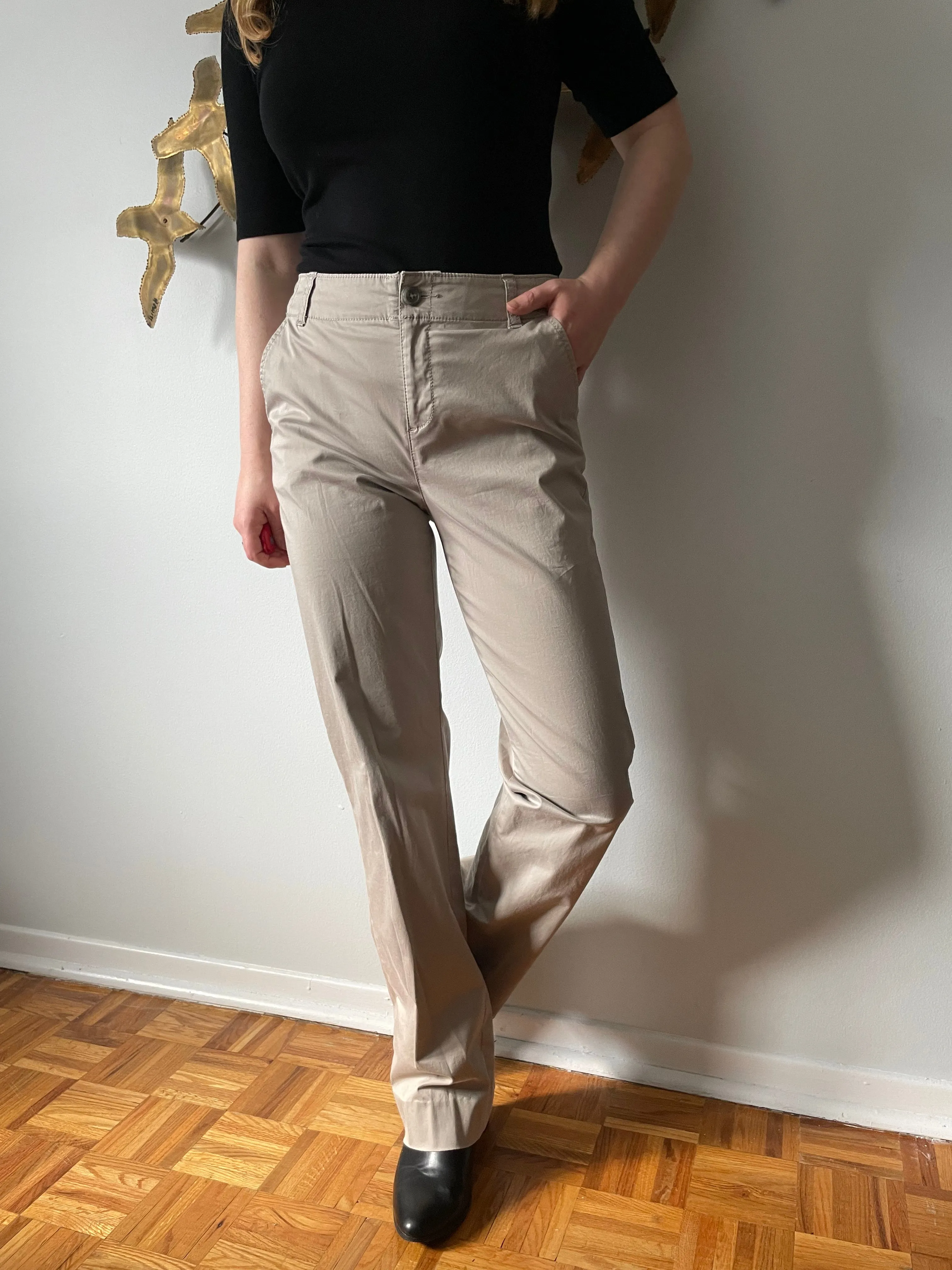 Banana Republic Martin Fit Beige Cotton Straight Leg Pants - Size 4
