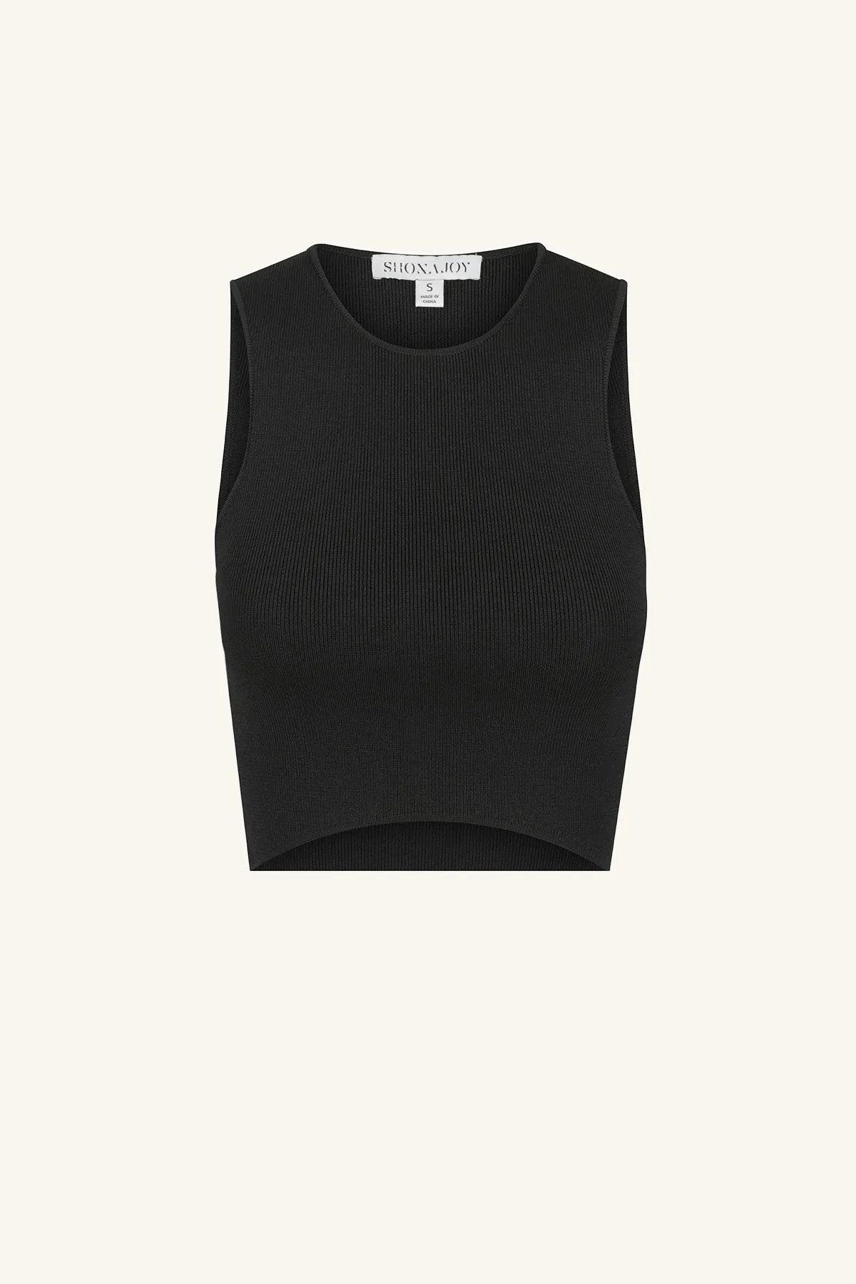 BASIC CURVED HEM CROP TOP - BLACK