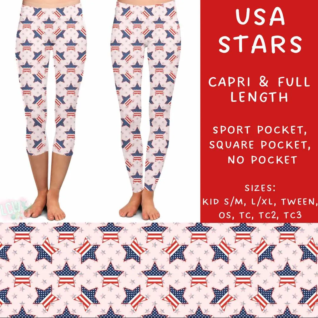 Batch #186 - Vote Collection - Closes 8/27 - ETA early Oct. - USA Stars Full and Capri Length Leggings