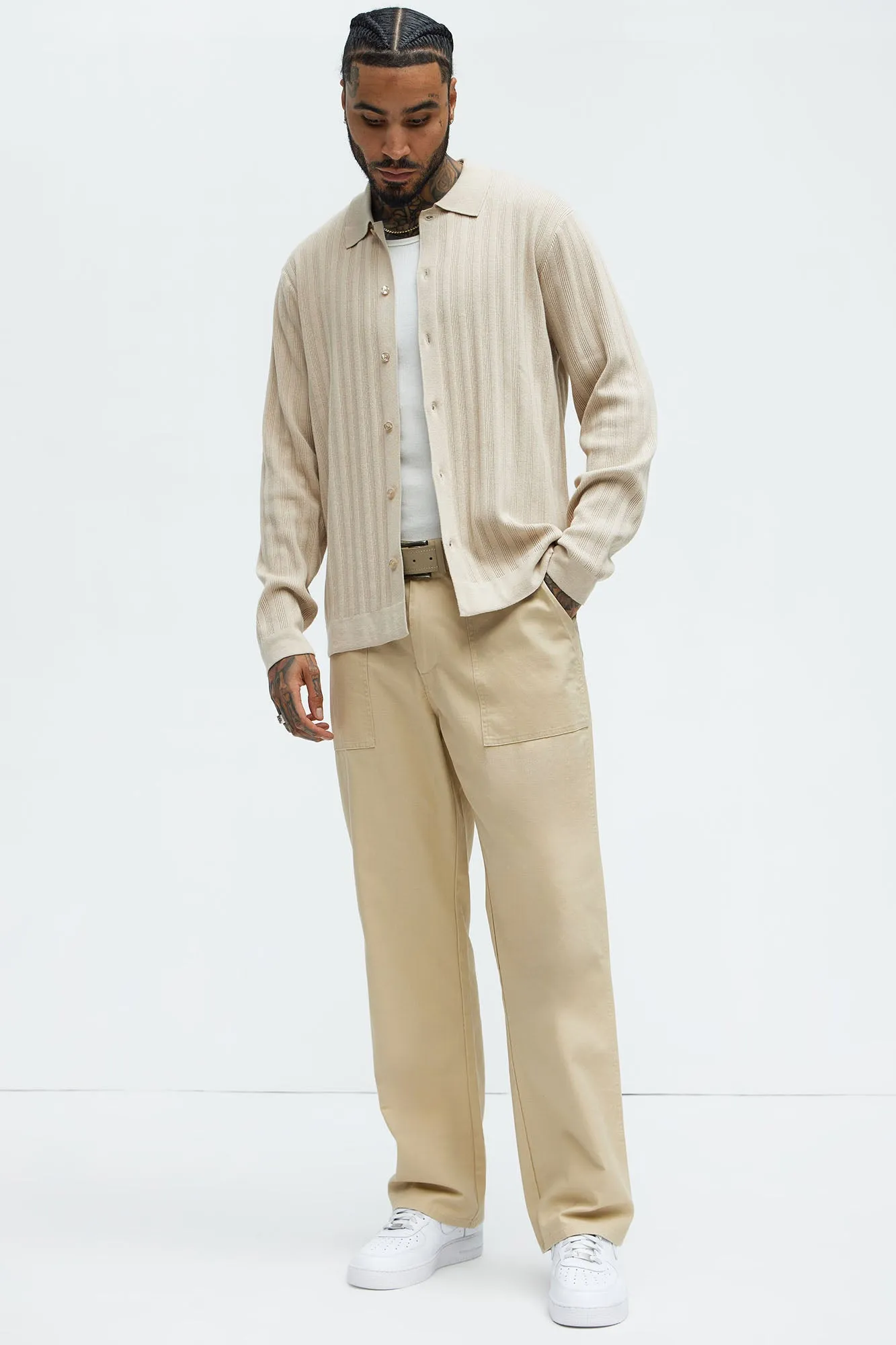 Berry Fatigue Straight Pants - Khaki
