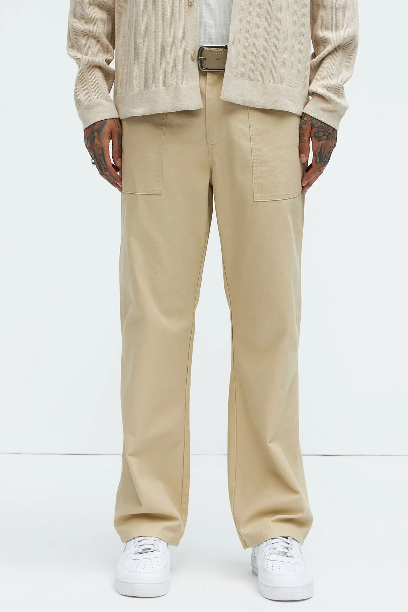Berry Fatigue Straight Pants - Khaki