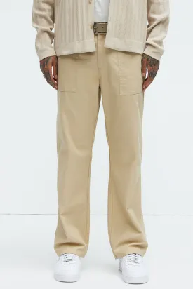 Berry Fatigue Straight Pants - Khaki
