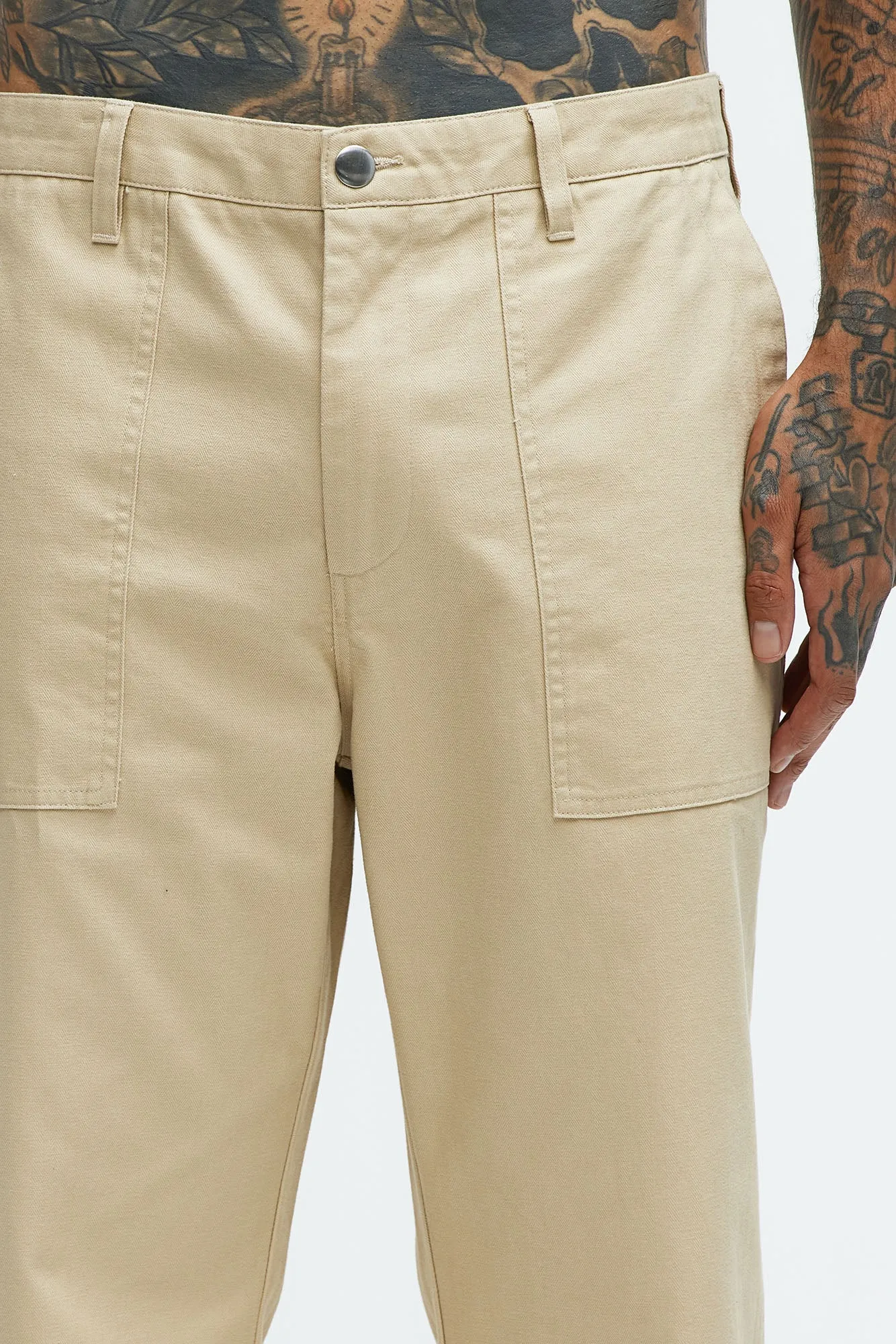 Berry Fatigue Straight Pants - Khaki