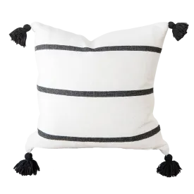 Black & White Pom Pom Pillow Cover