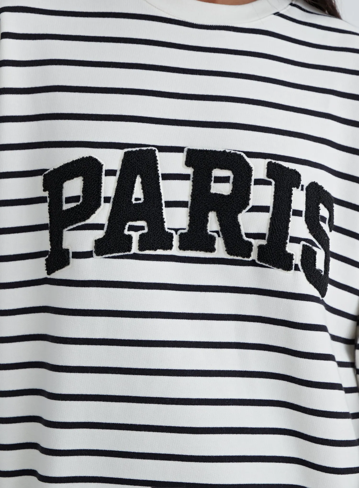 Black And White Striped Paris Oversized Sweatshirt - Anni