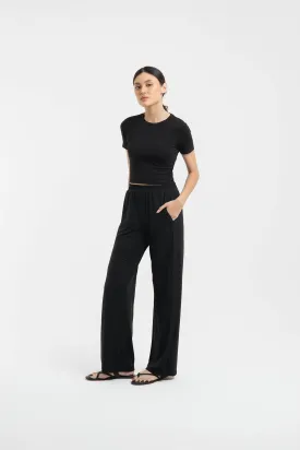 Black Bamboo Basic Pants