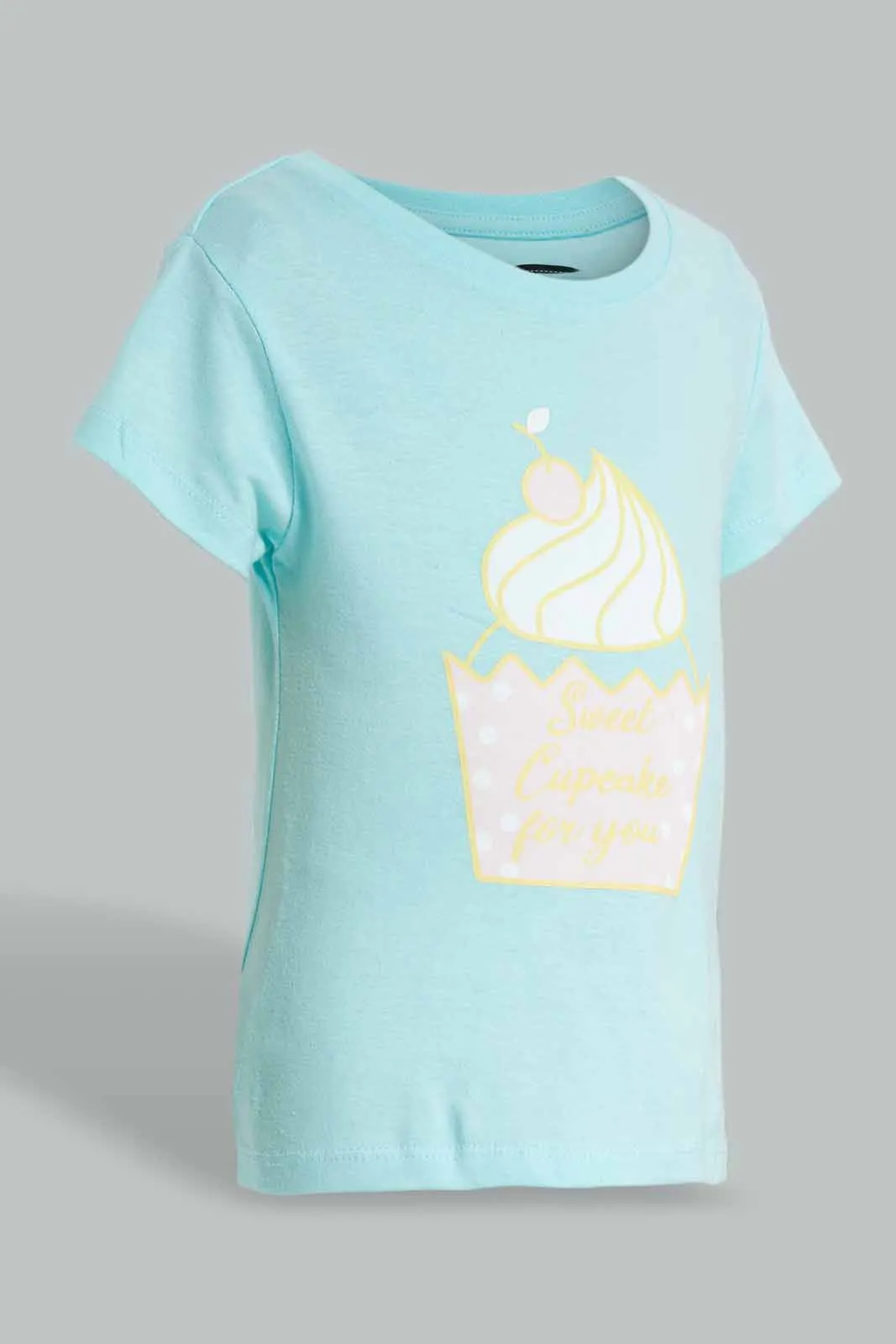 Blue And Pink Cupcake Pyjama Set For Baby Girls (2 Piece)