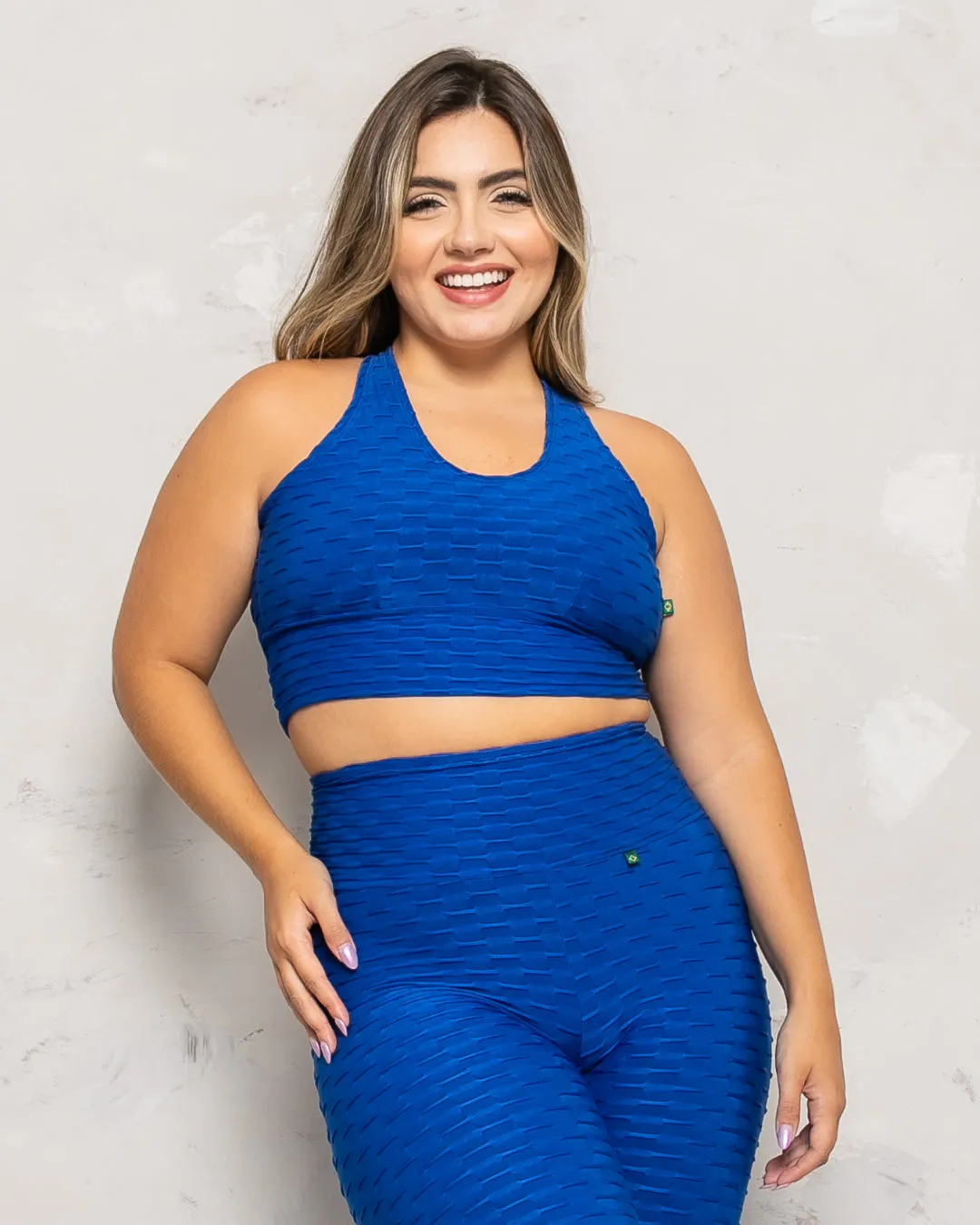 Blue Cross Over Sports Bra