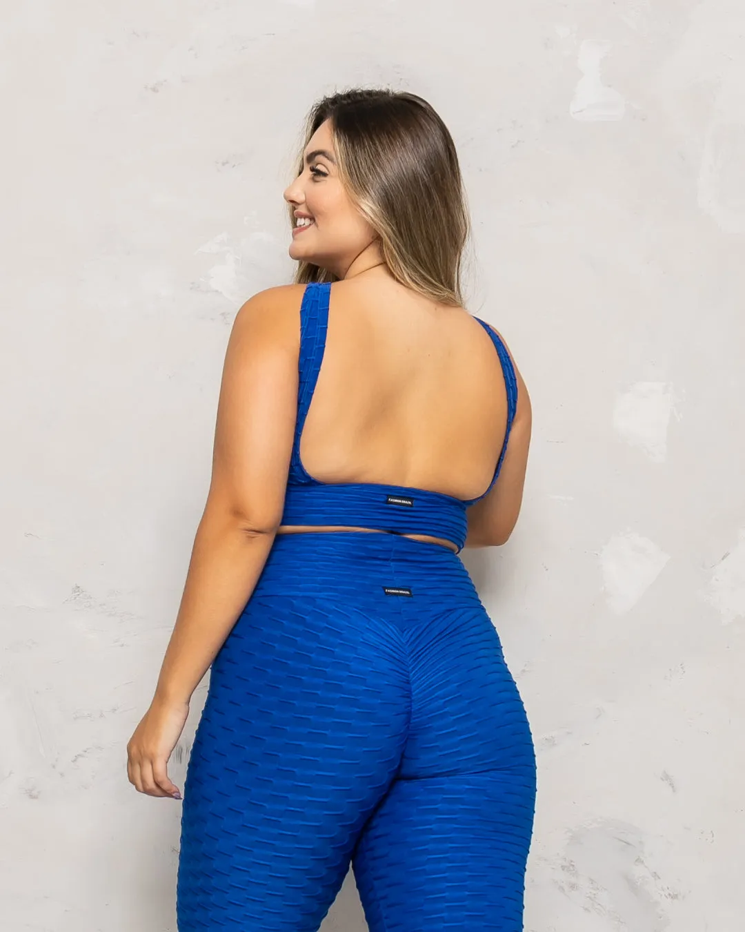 Blue Cross Over Sports Bra