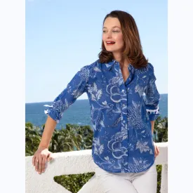 Blue Toile Print Shirt