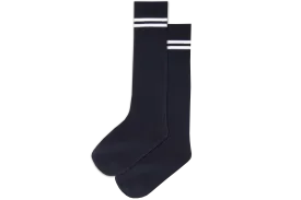 Boys 3/4 Striped Long Socks - Peaceville Navy/White
