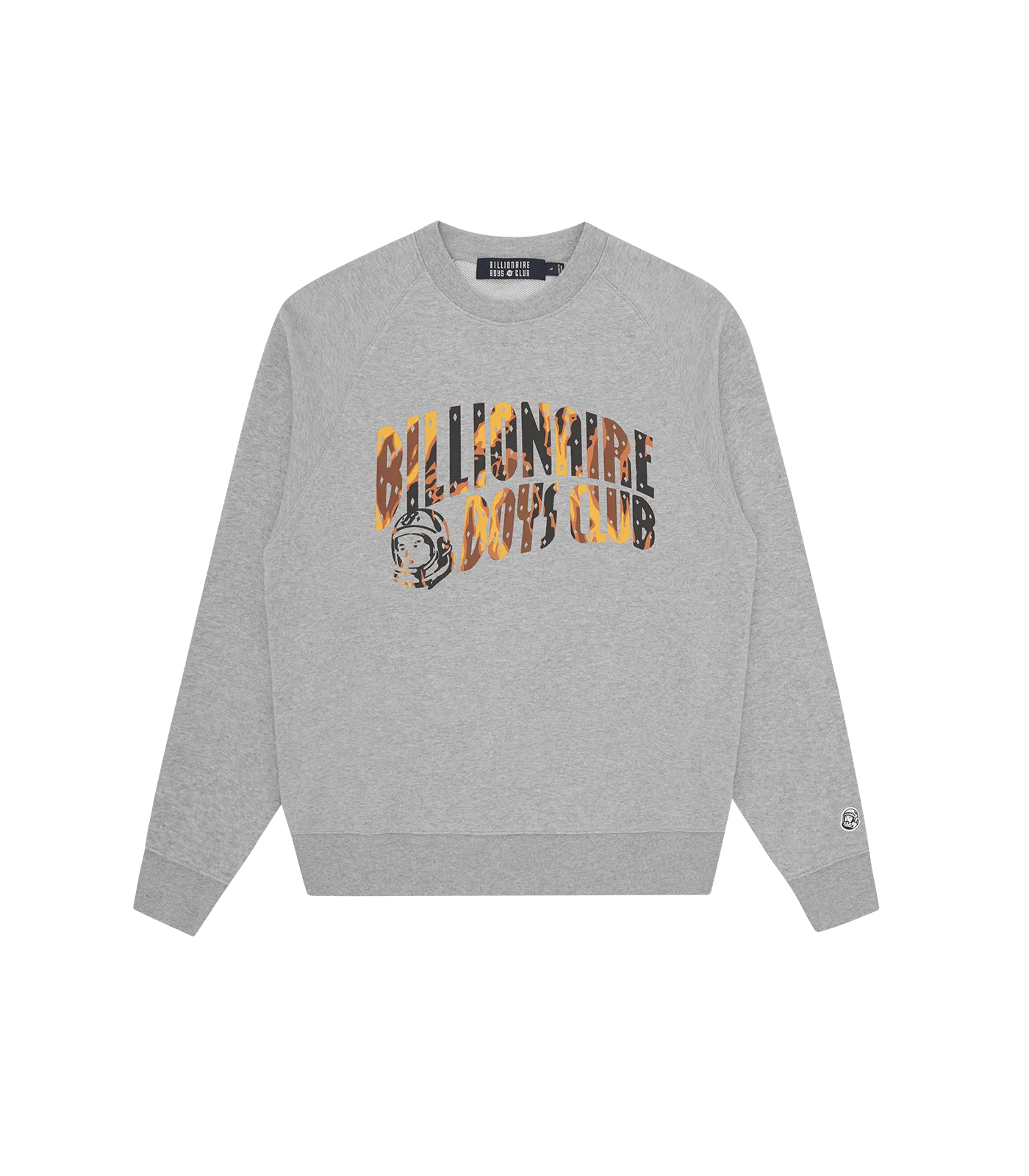 CAMO ARCH LOGO CREWNECK - HEATHER GREY/ORANGE
