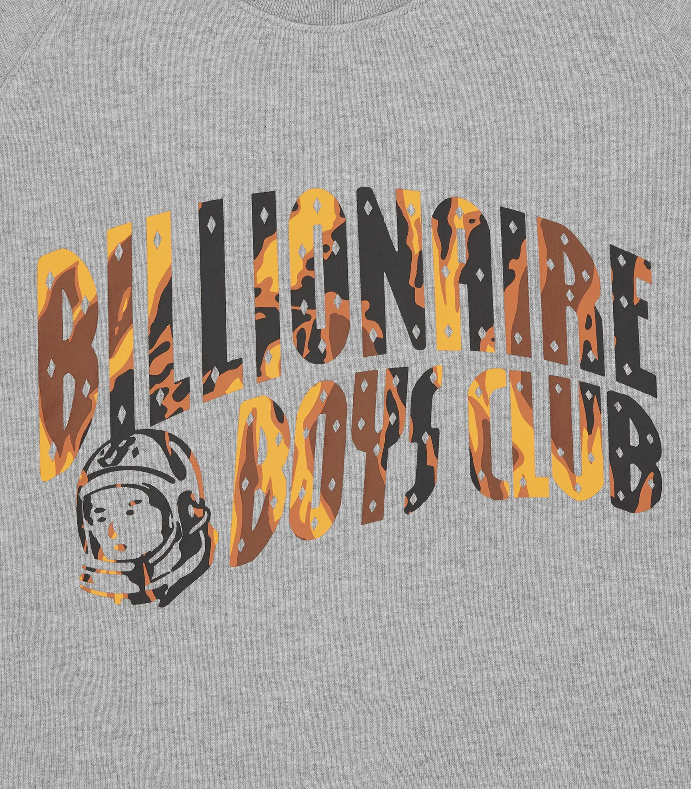 CAMO ARCH LOGO CREWNECK - HEATHER GREY/ORANGE