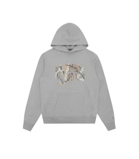 CAMO ARCH LOGO POPOVER HOOD - HEATHER GREY