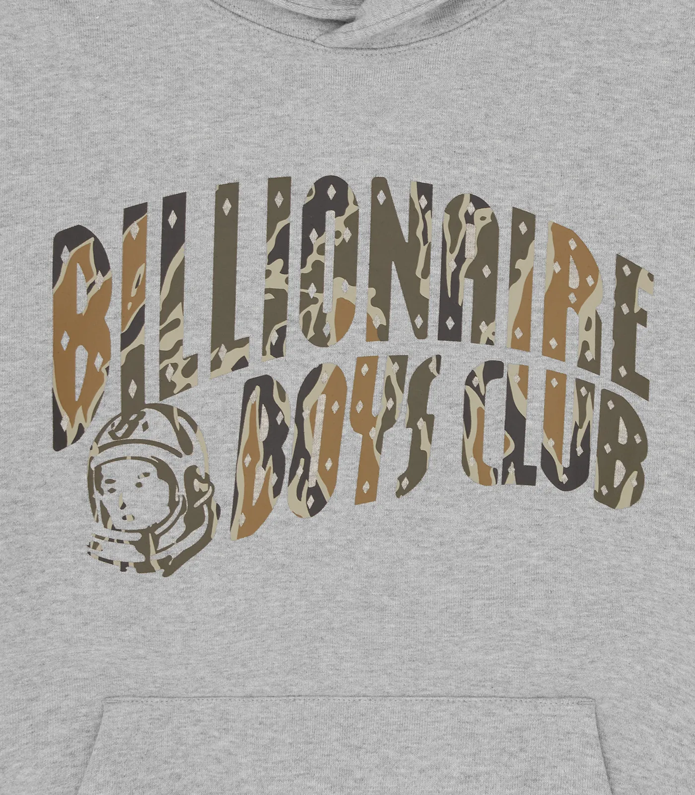 CAMO ARCH LOGO POPOVER HOOD - HEATHER GREY