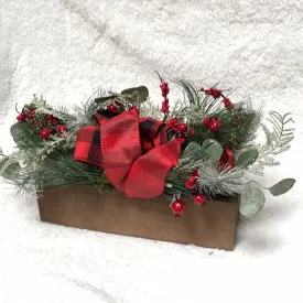 Cedar & Pine Centerpiece w/ Ornaments and Ribbon by Valerie Red/Black,