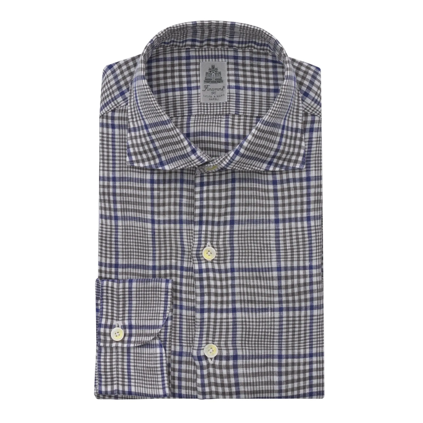 Checked Linen Shirt in Grey