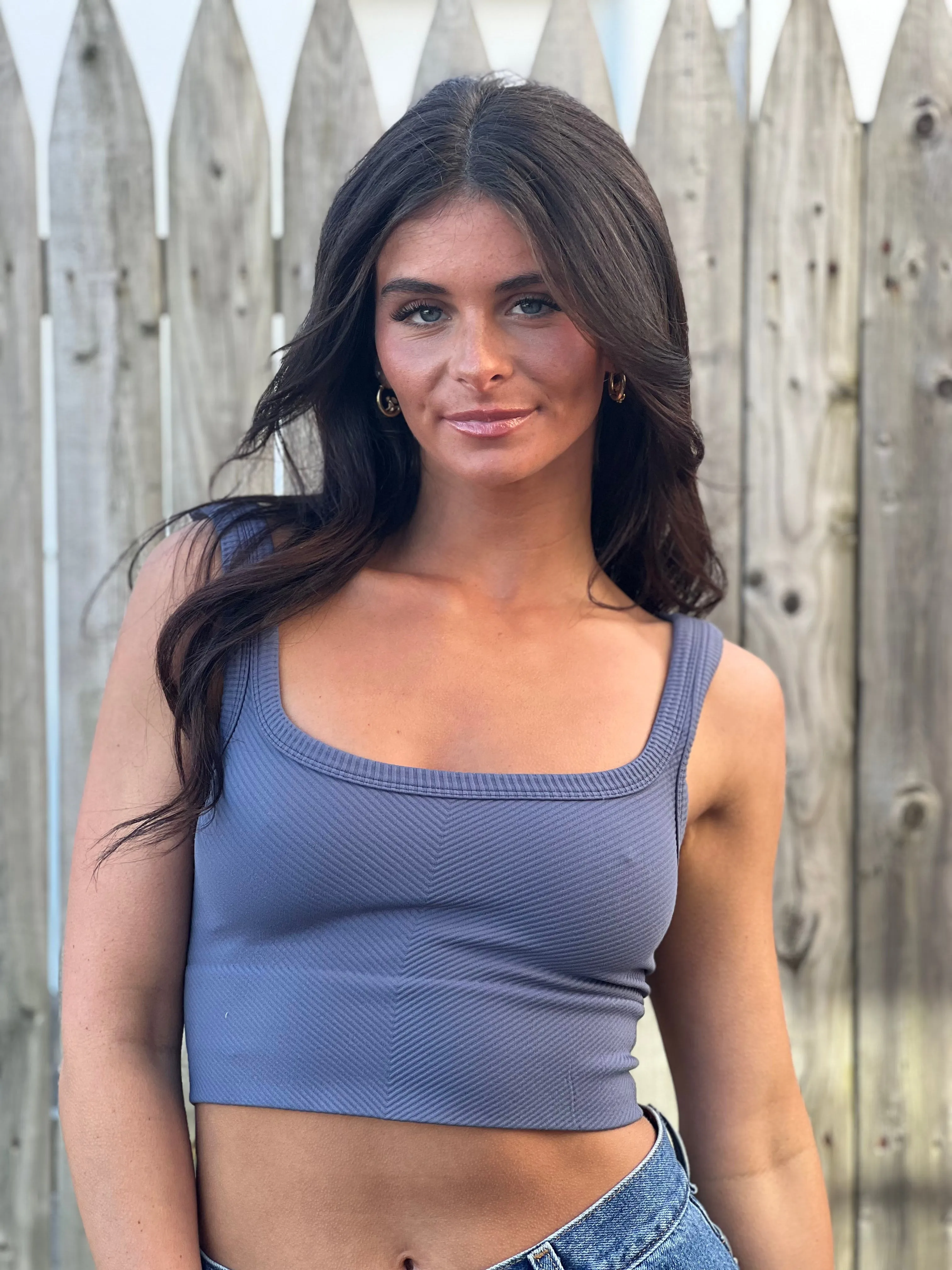 Chevron Rib Crop Tank