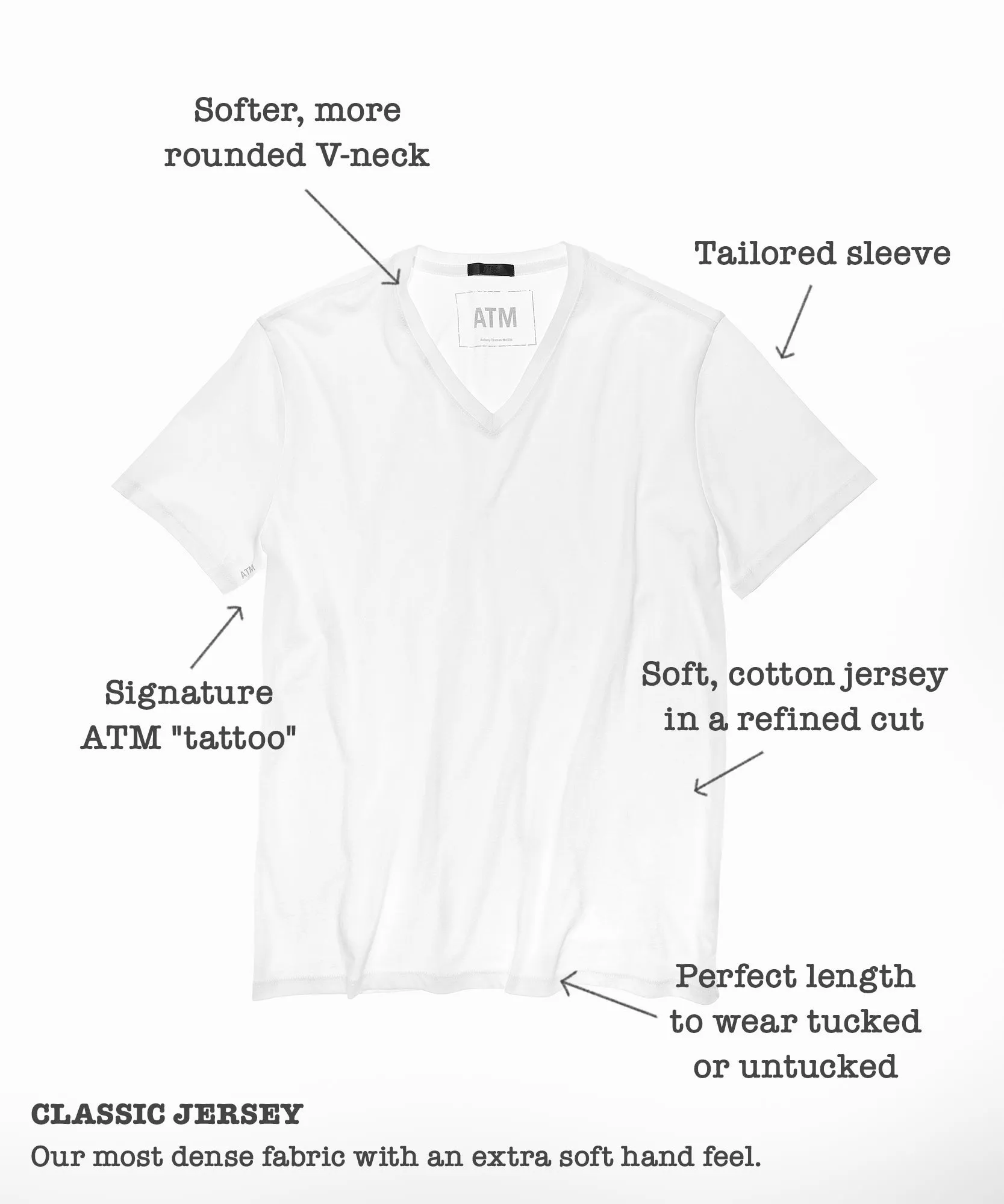 Classic Jersey V-Neck Tee - Grey