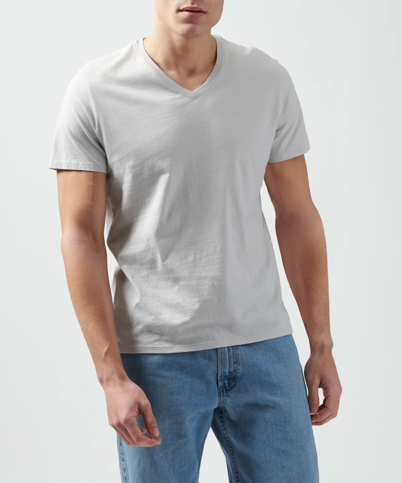 Classic Jersey V-Neck Tee - Grey