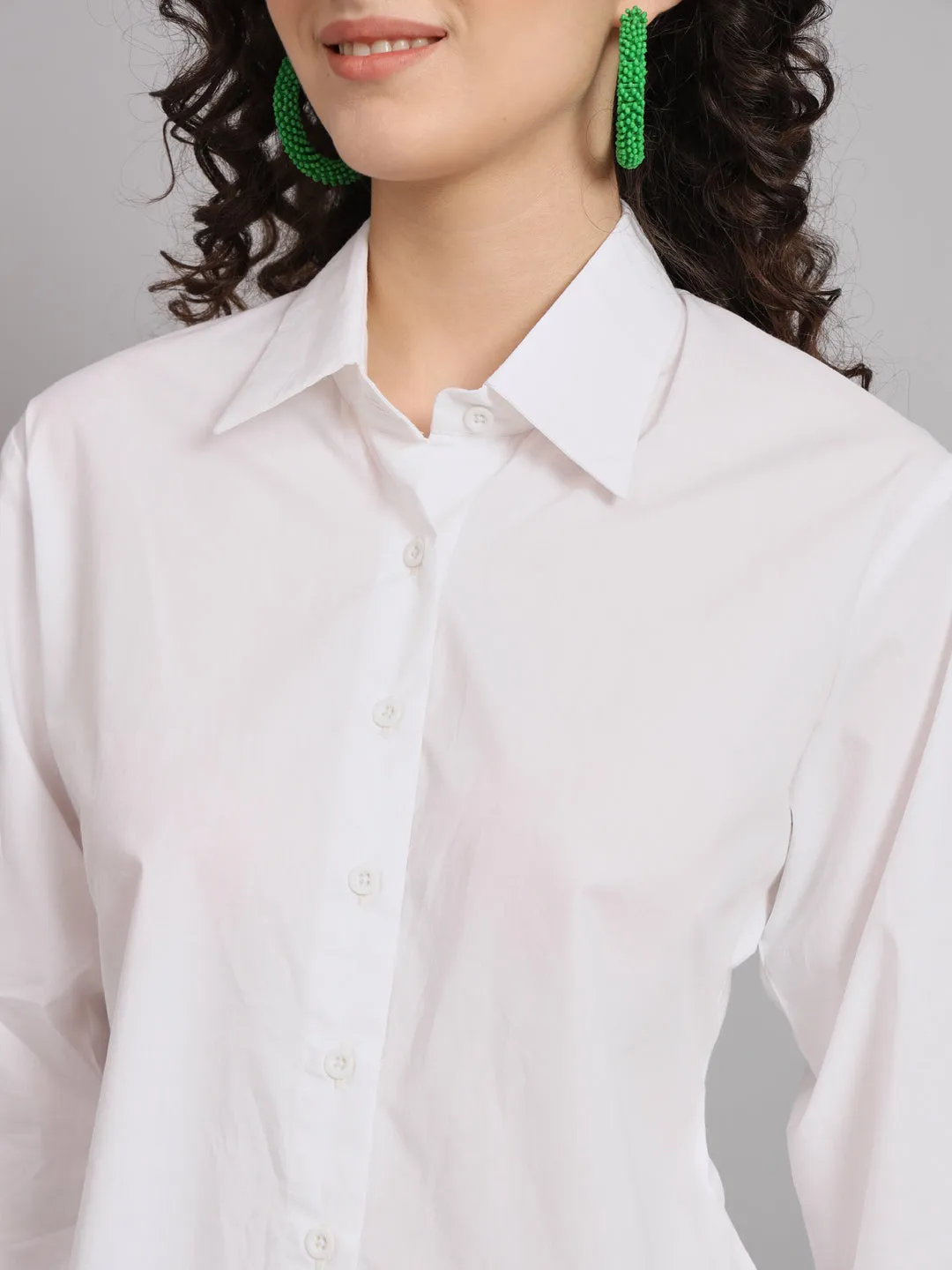 Comfort Fit Cotton  Shirt - White