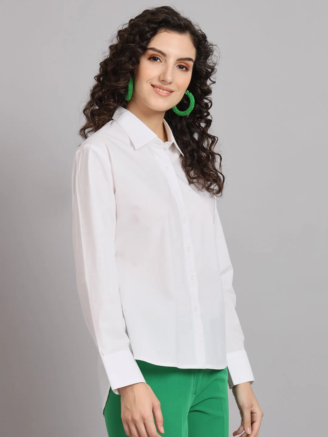 Comfort Fit Cotton  Shirt - White