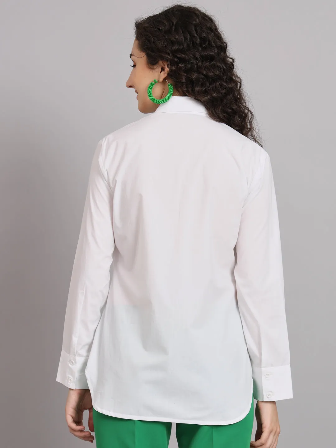 Comfort Fit Cotton  Shirt - White