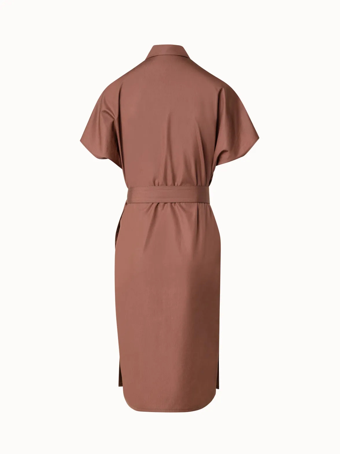 Cotton Shirt Dress with Short Kimono Sleeves