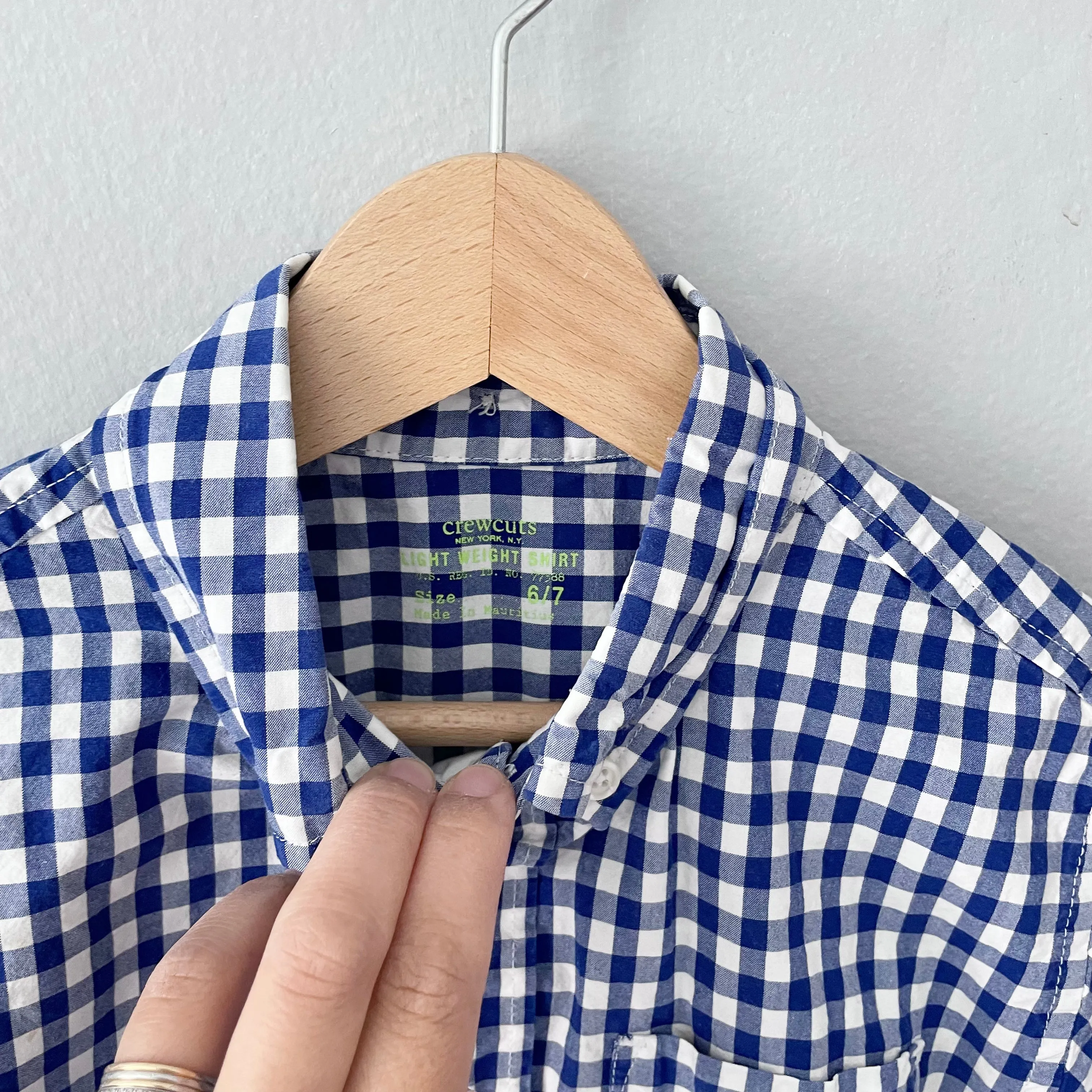 Crewcuts / Blue x white checked shirt / 6-7Y