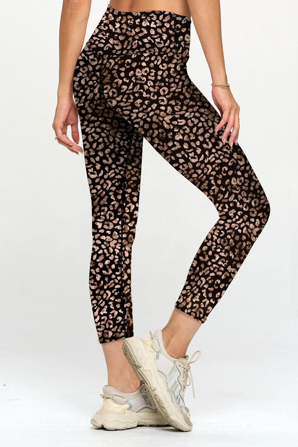 Cristina - Black and Golden Cheetah Cross Over 7/8 Legging (High-Waist) - LIMITED EDITION
