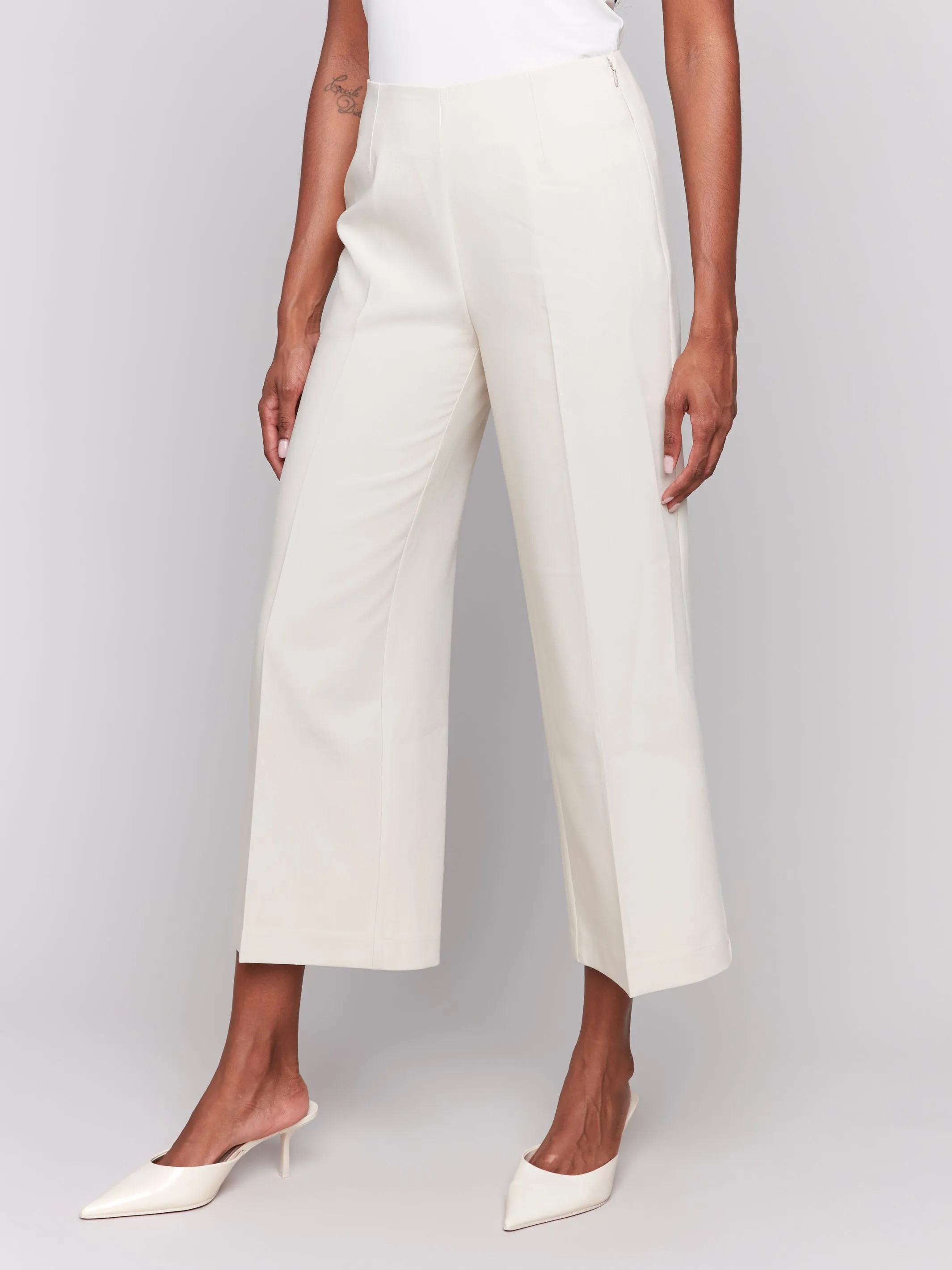 Cropped Wide Leg Pants Beige by Charlie B