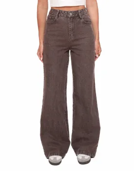 Donkerbruine Denim Wijde - Spijkerbroek