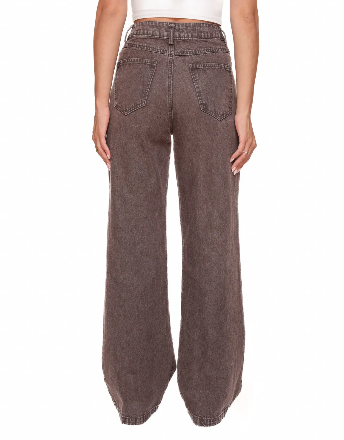 Donkerbruine Denim Wijde - Spijkerbroek
