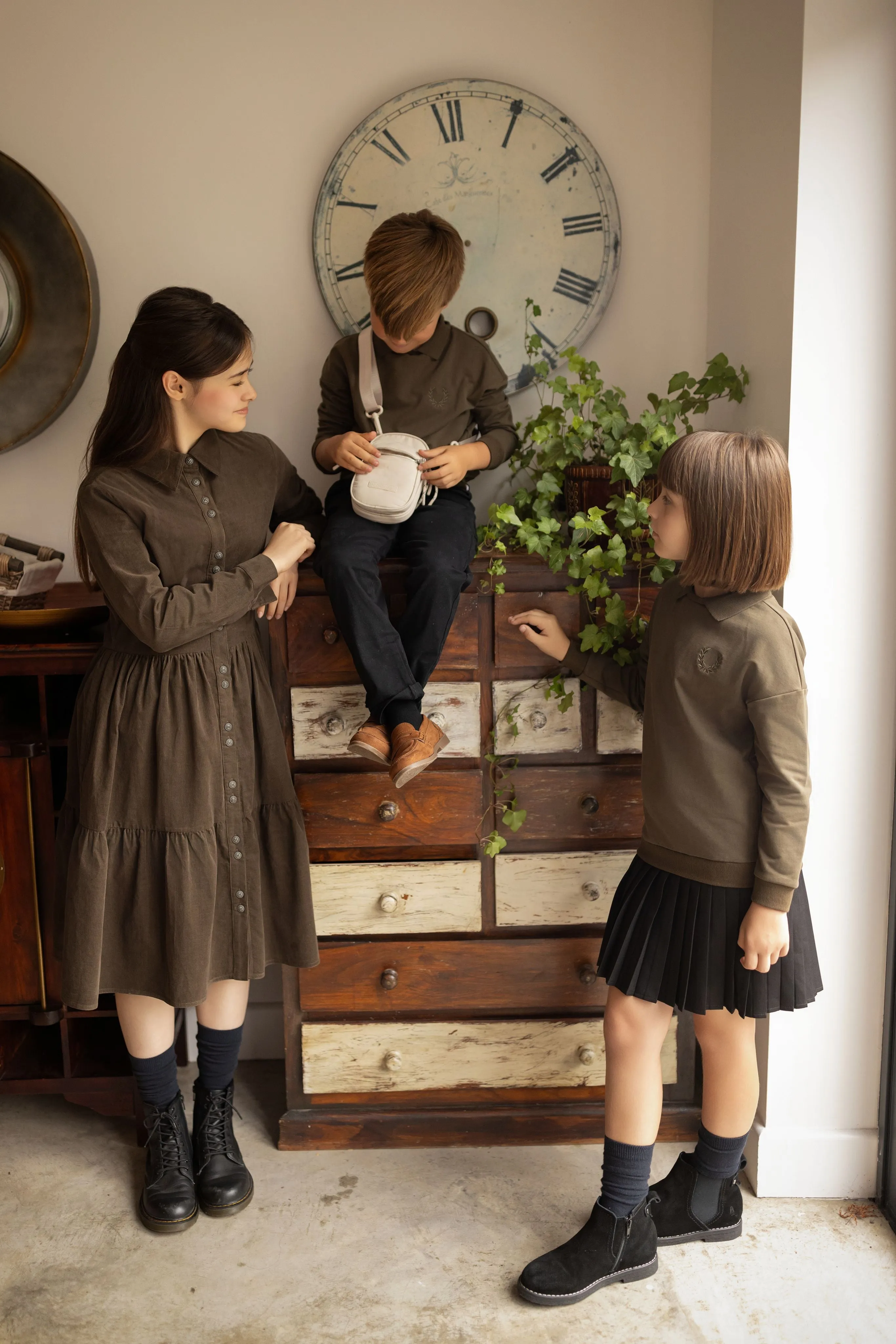 dress leather pleat - khaki